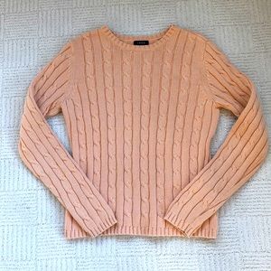 Izod Peach-Colored Cable Knit Sweater